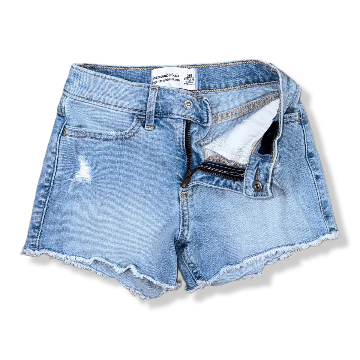 SHORTS JEAN MOM DE TIRO ALTO PARA NIÑA | ABERCROMBIE KIDS | TALLA 5/6