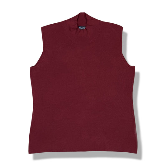 BLUSA TEJIDA SIN MANGAS COLOR BORDEAUX | MULTIPLES | M