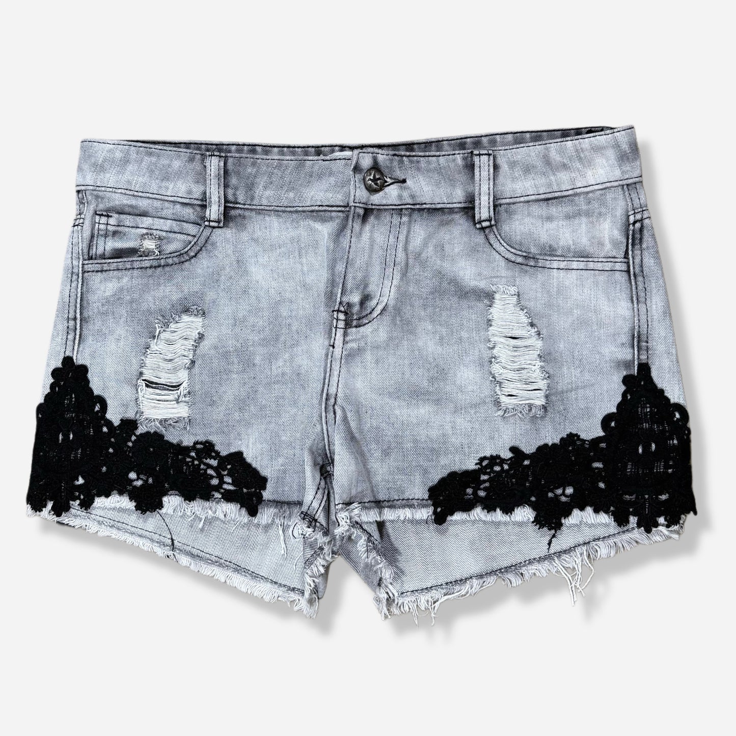 SHORTS GRIS CON ENCAJE NEGRO | OTHERS FOLLOW | 11