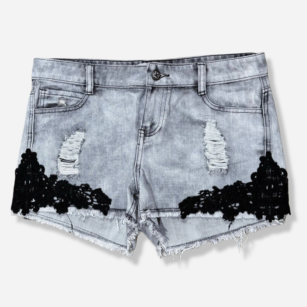SHORTS GRIS CON ENCAJE NEGRO | OTHERS FOLLOW | 11