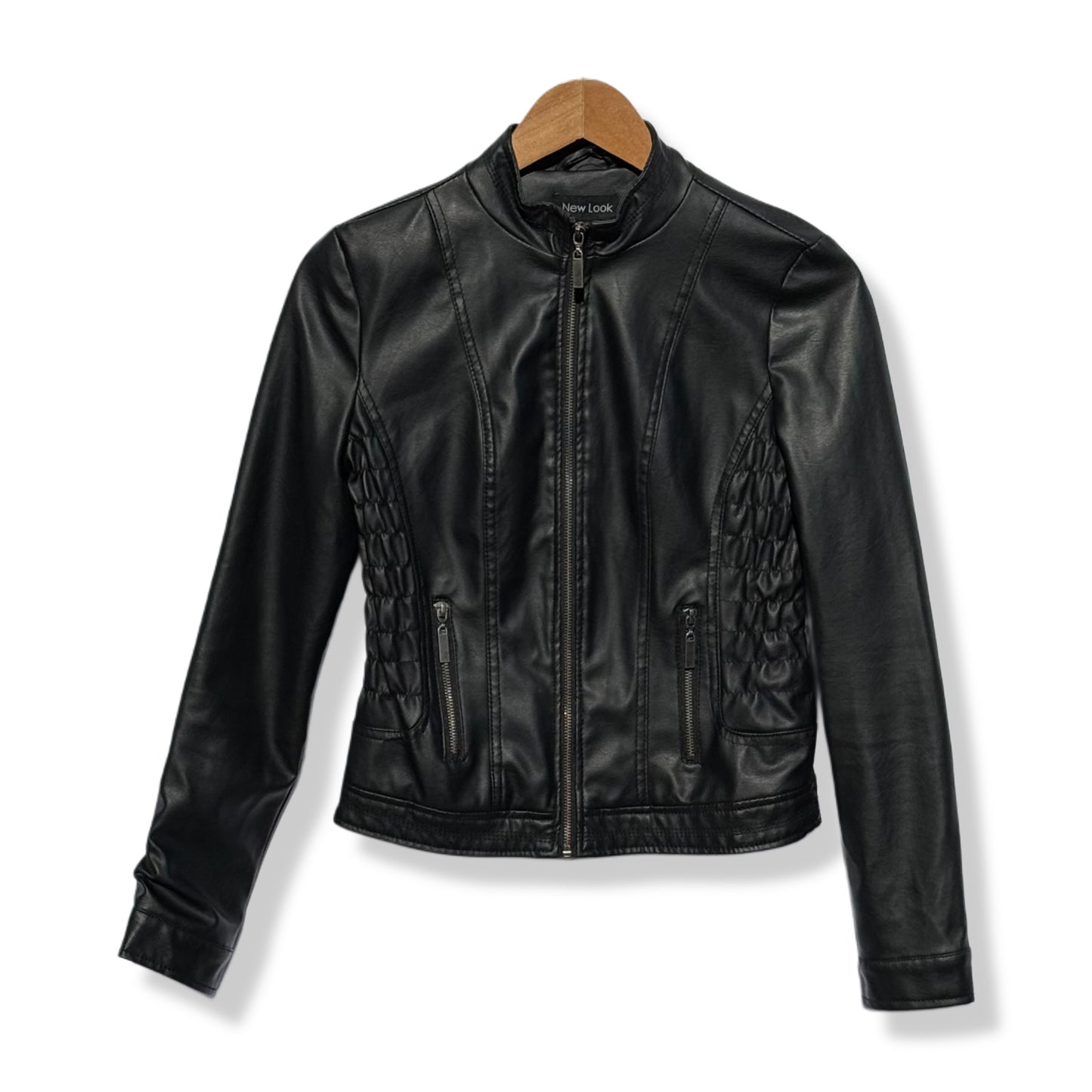 CHAQUETA NEGRA FAUX LEATHER TIPO BIKER | NEW LOOK | TALLA S