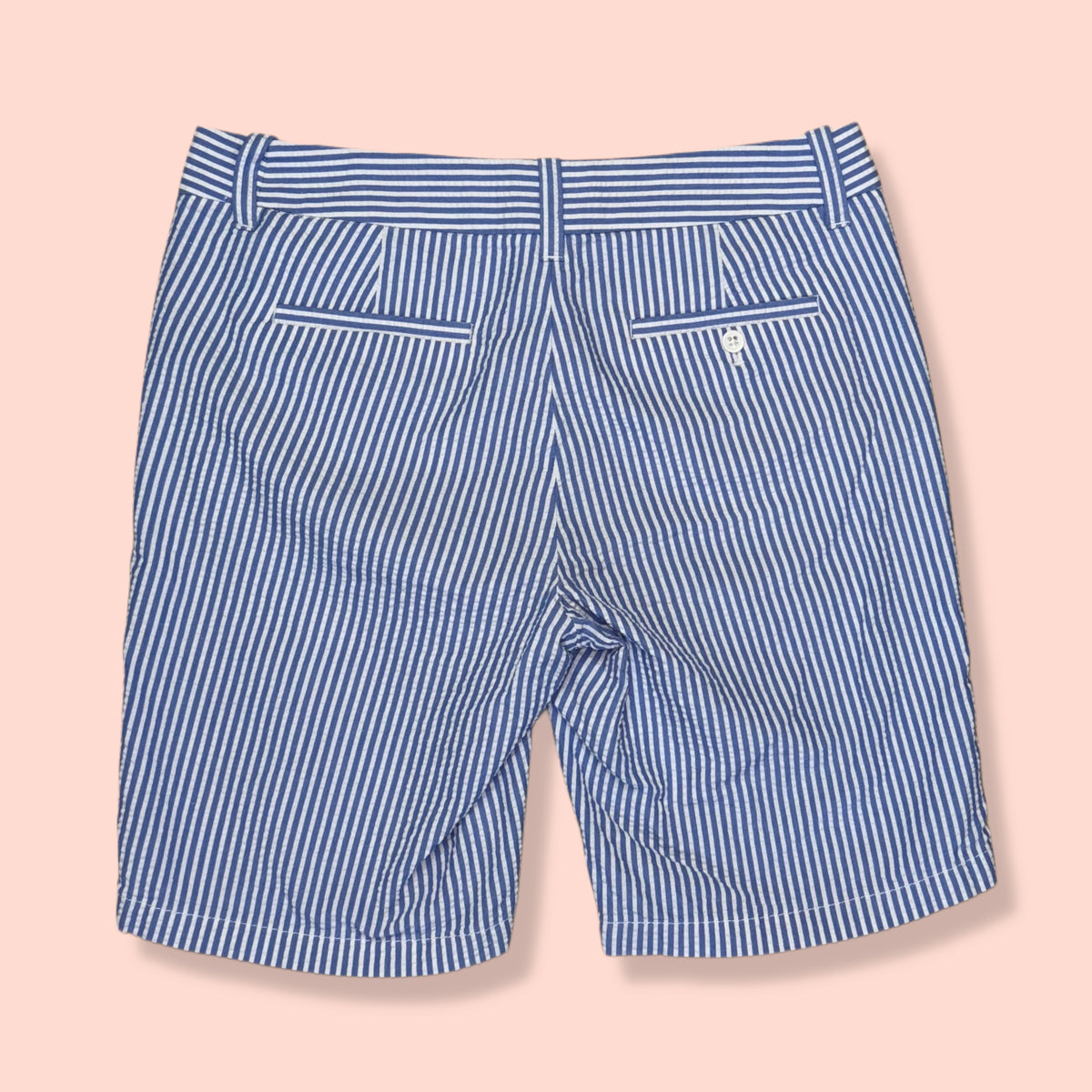 BERMUDA DE RAYAS AZUL Y BLANCO PARA MUJER | J.CREW | TALLA 0 (XS)