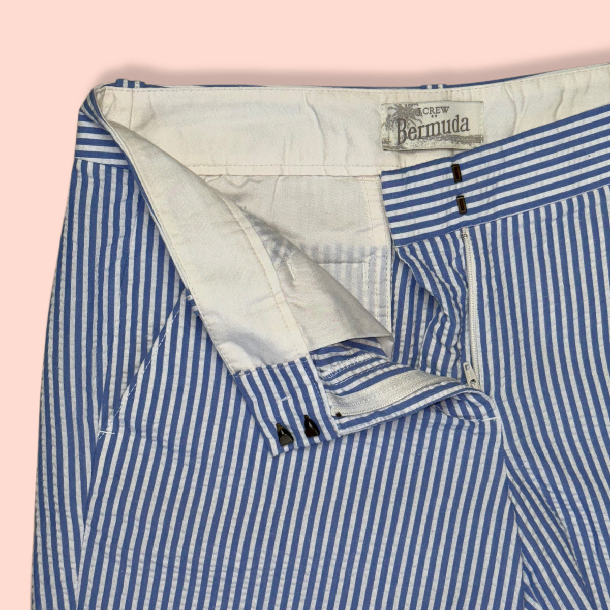 BERMUDA DE RAYAS AZUL Y BLANCO PARA MUJER | J.CREW | TALLA 0 (XS)