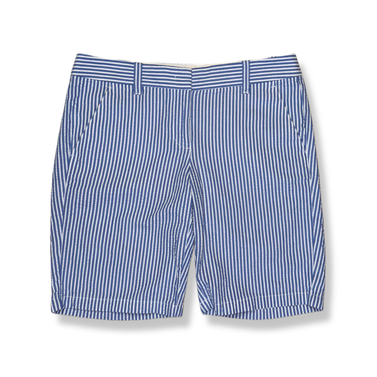 BERMUDA DE RAYAS AZUL Y BLANCO PARA MUJER | J.CREW | TALLA 0 (XS)