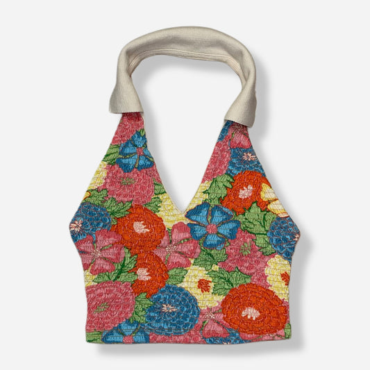 TOP HALTER FLOREADO AJUSTADO | ZARA | L
