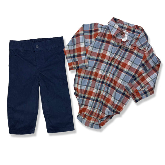 CONJUNTO DE CAMISA Y PANTALÓN PARA BEBÉS | CARTER’S | TALLA 9M