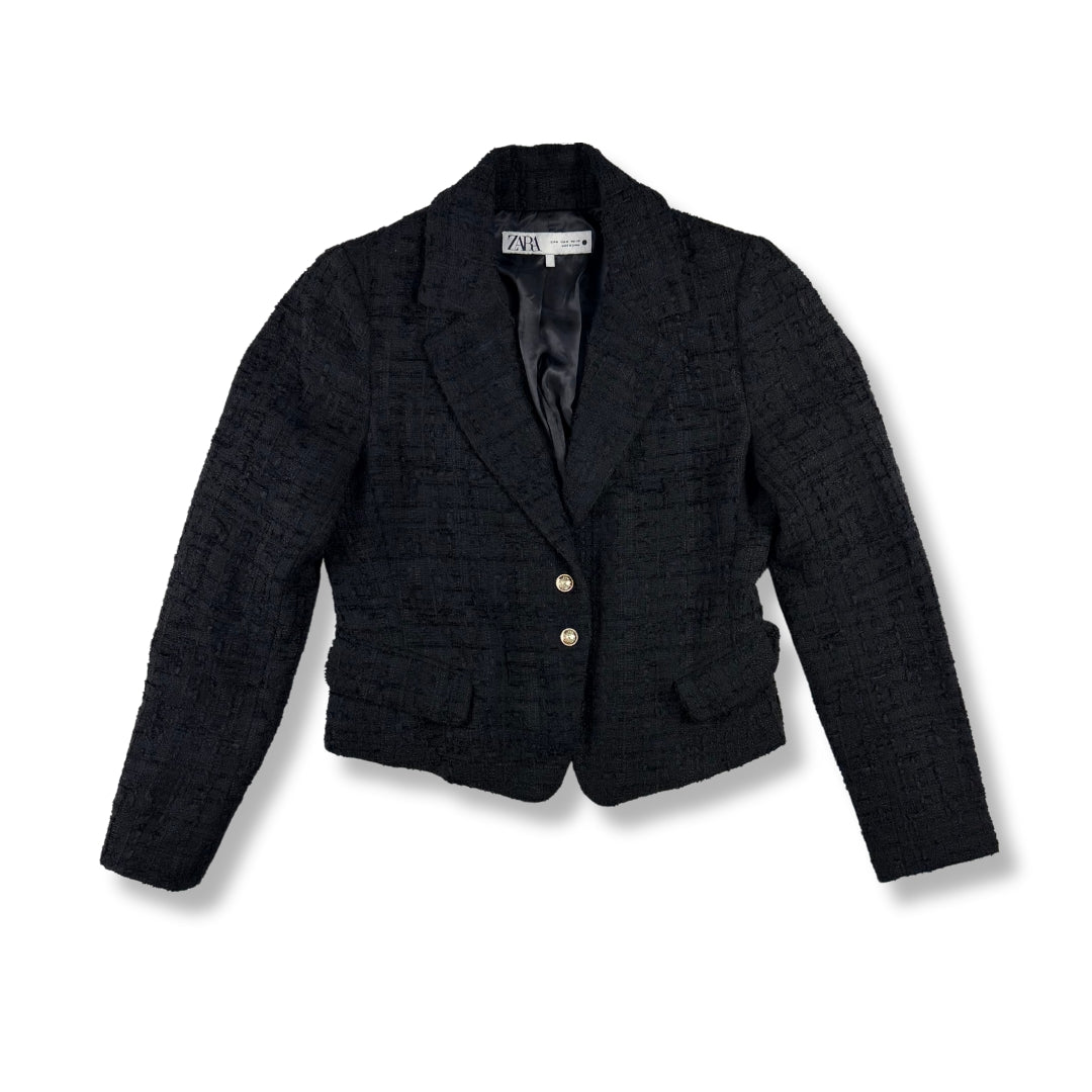 BLAZER NEGRO EN TWEED CON BOTONES DORADOS | ZARA | TALLA M