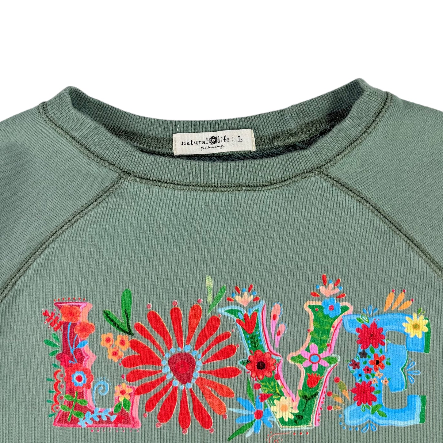 SUDADERA VERDE “LOVE” | NATURAL LIFE | TALLA L