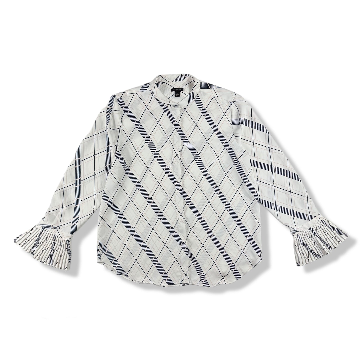 BLUSA DE CUADROS CON MANGAS PLISADAS | ANN TAYLOR | M