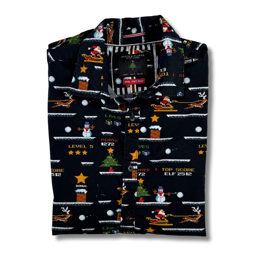 CAMISA NAVIDEÑA RETRO | DENIM & FLOWERS | S