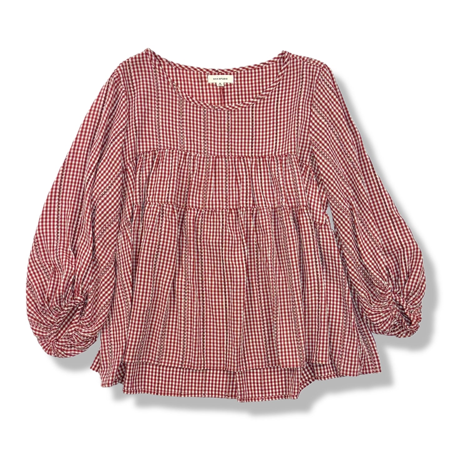 BLUSA DE CUADROS VICHY CON MANGAS ABULLONADA | MAX STUDIO | M