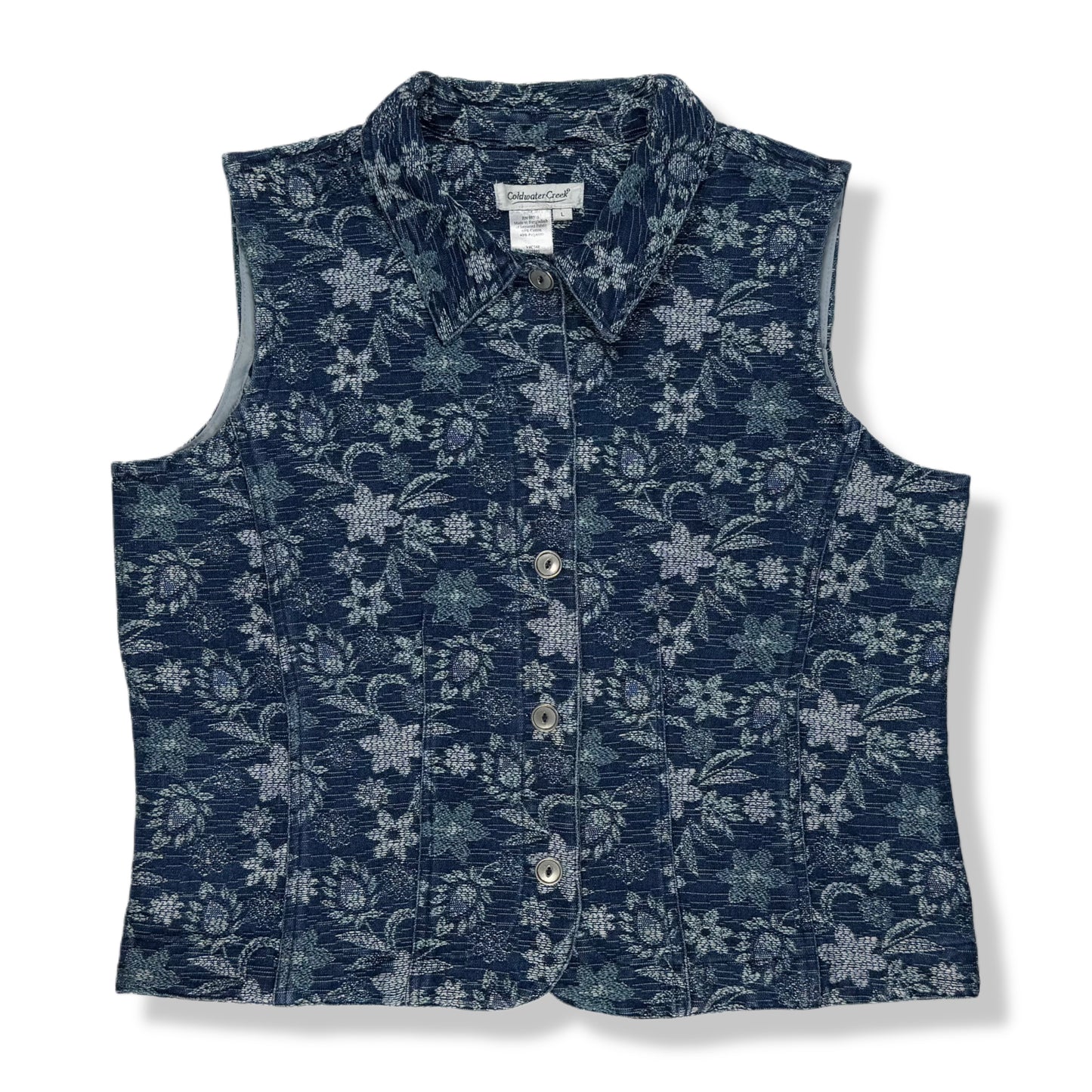 CHALECO DENIM CON ESTAMPADO FLORAL | COLDWATER CREEK | TALLA L