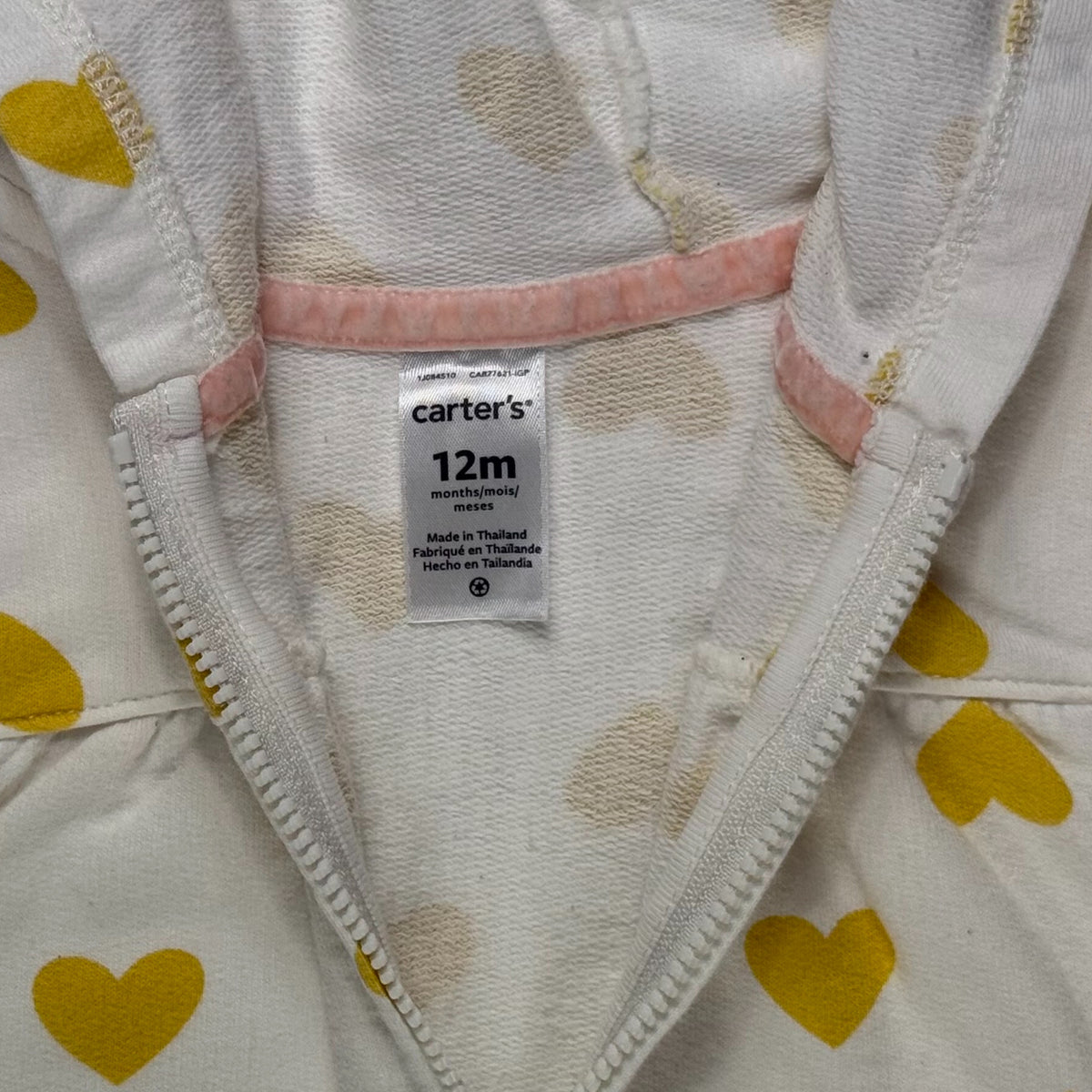 CHALECO CON CAPUCHA DE CORAZONES | CARTER'S | 12M