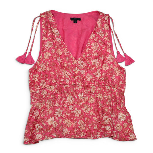 BLUSA ROSADA FLORAL CON LAZOS Y BORLAS | J.CREW | TALLA L