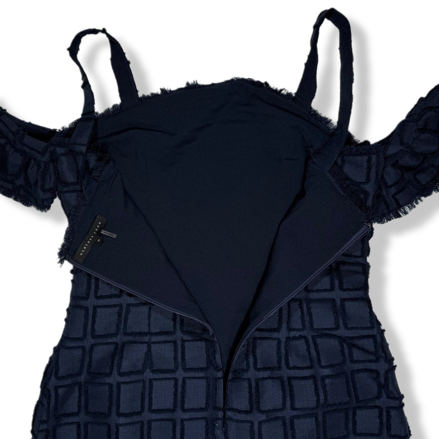 VESTIDO AZUL MARINO CON HOMBROS DESCUBIERTOS | ENDLESS ROSE | TALLA M