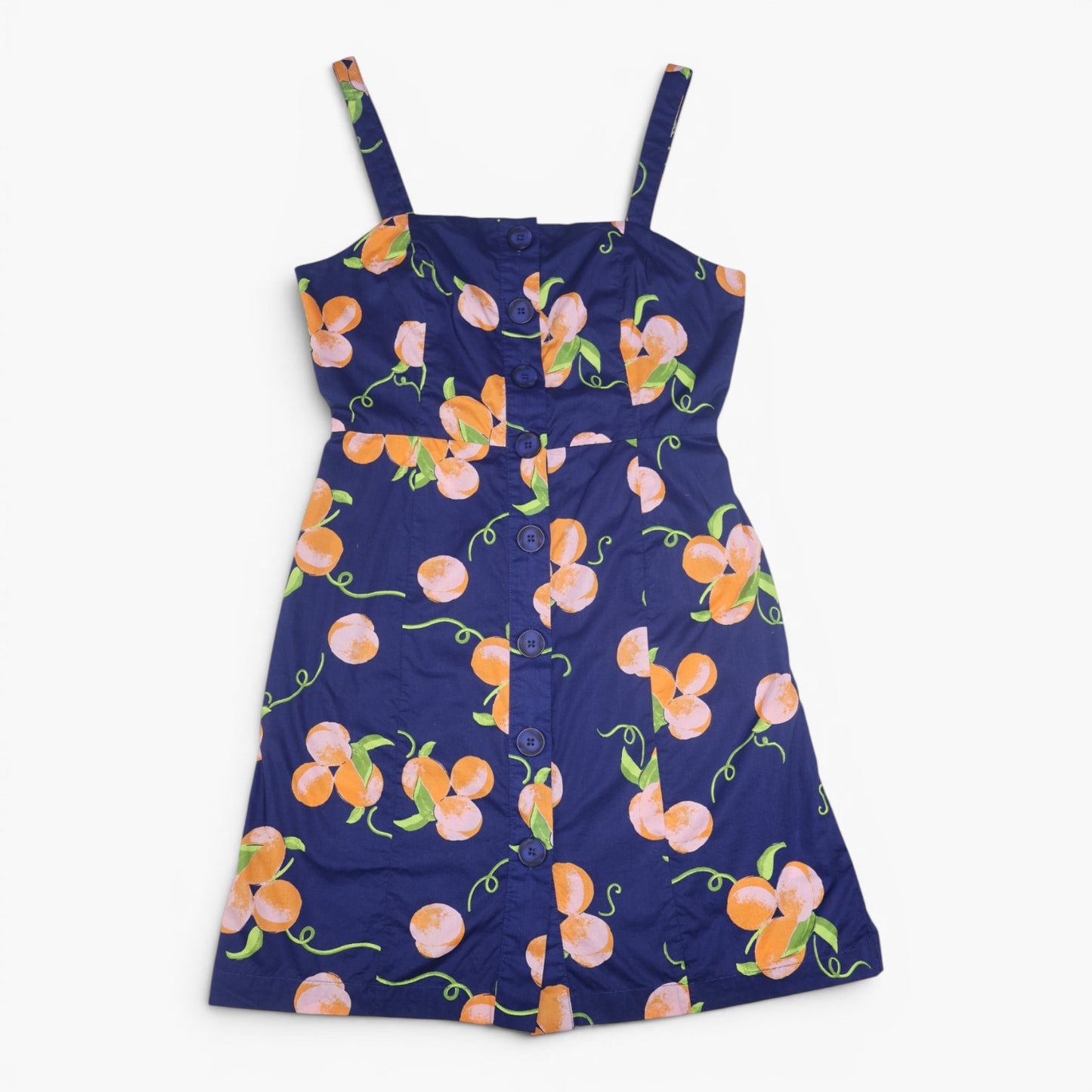 VESTIDO AZUL CON ESTAMPADO DE NARANJAS | MODCLOTH | TALLA 8 (M)