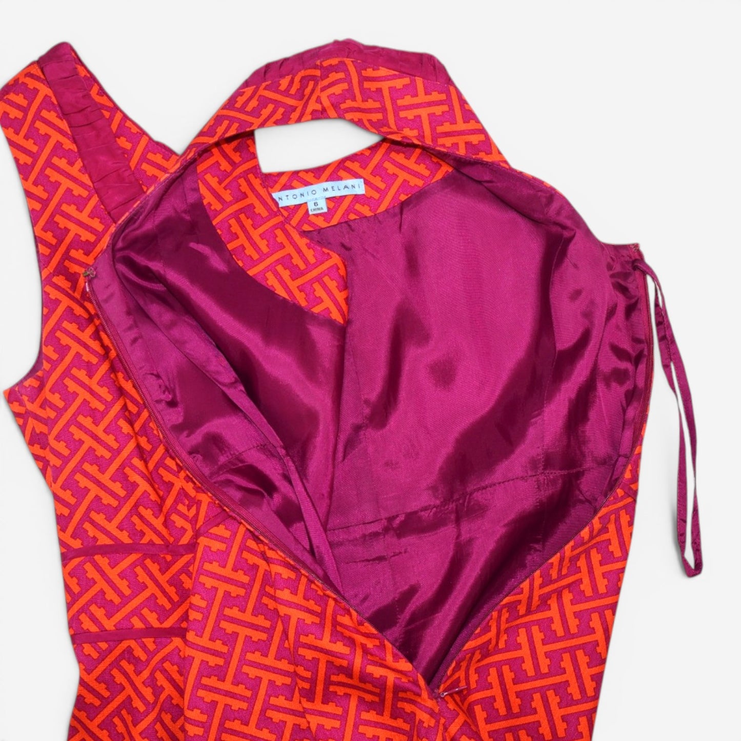 VESTIDO SIN MANGAS CON ESTAMPADO GEOMÉTRICO | ANTONIO MELANI | TALLA 8