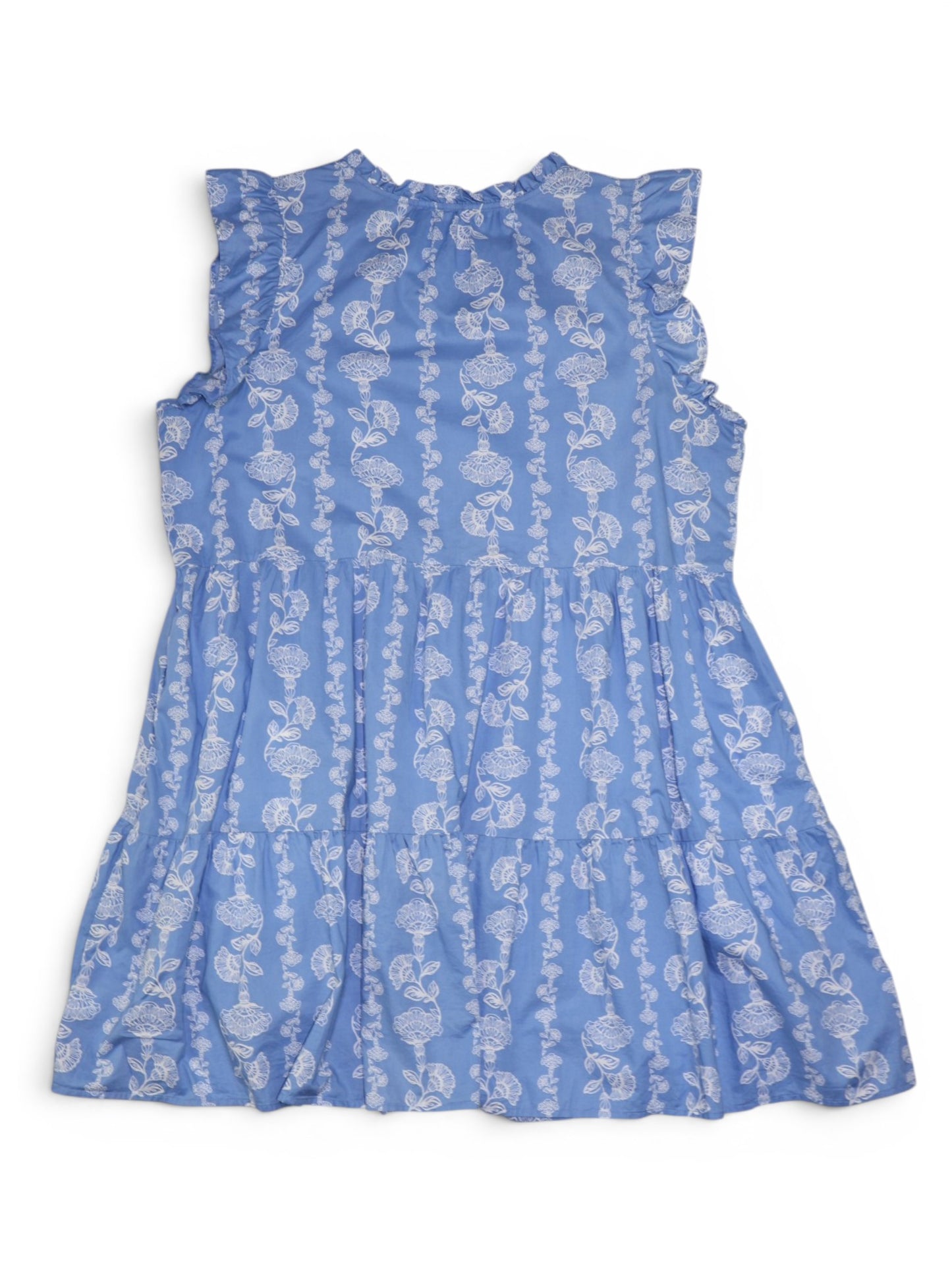 VESTIDO CORTO AZUL CON ESTAMPADO FLORAL BLANCO | TIME & TRU | TALLA XXL (20)