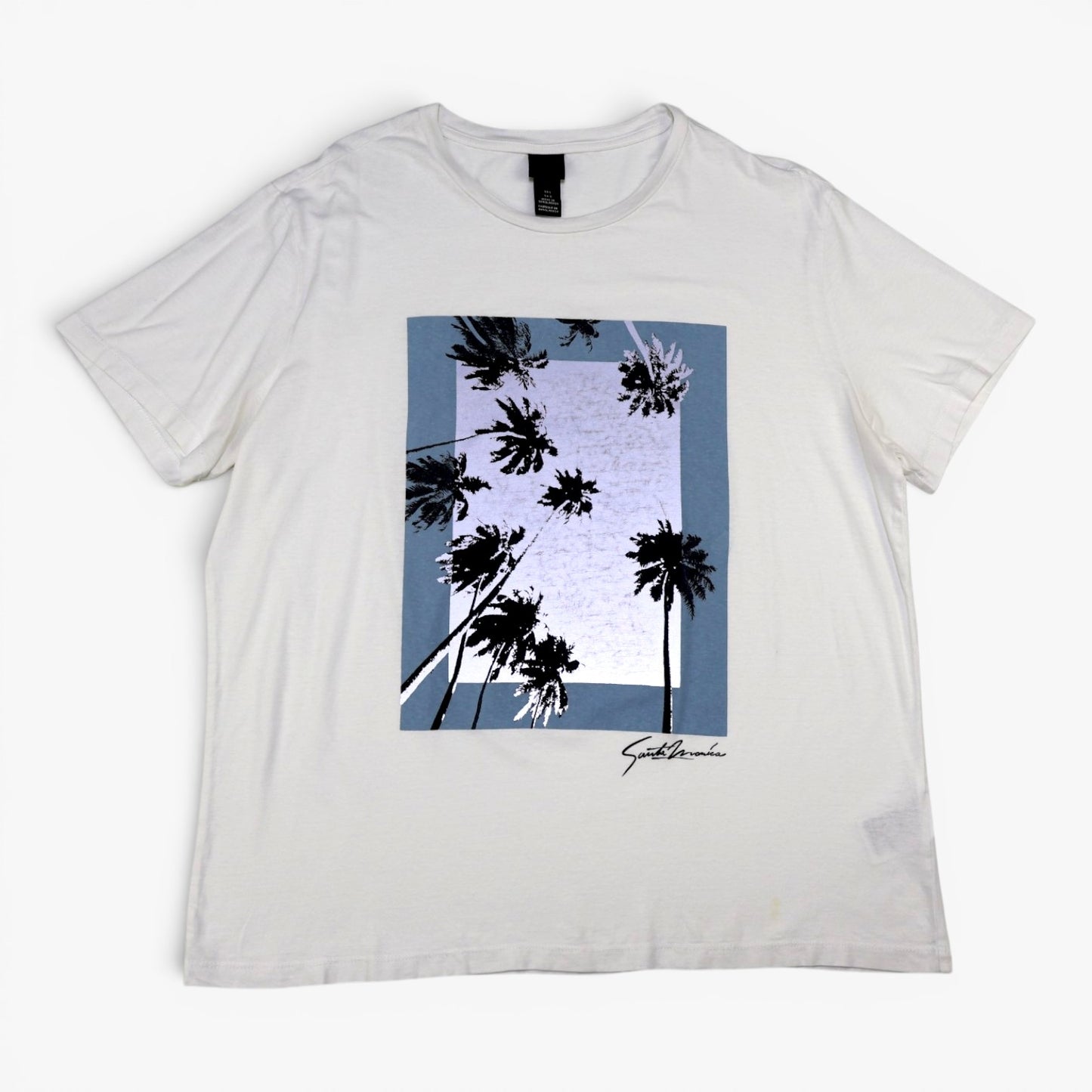 CAMISETA BLANCA CON ESTAMPADO DE PALMERAS | H&M | TALLA L