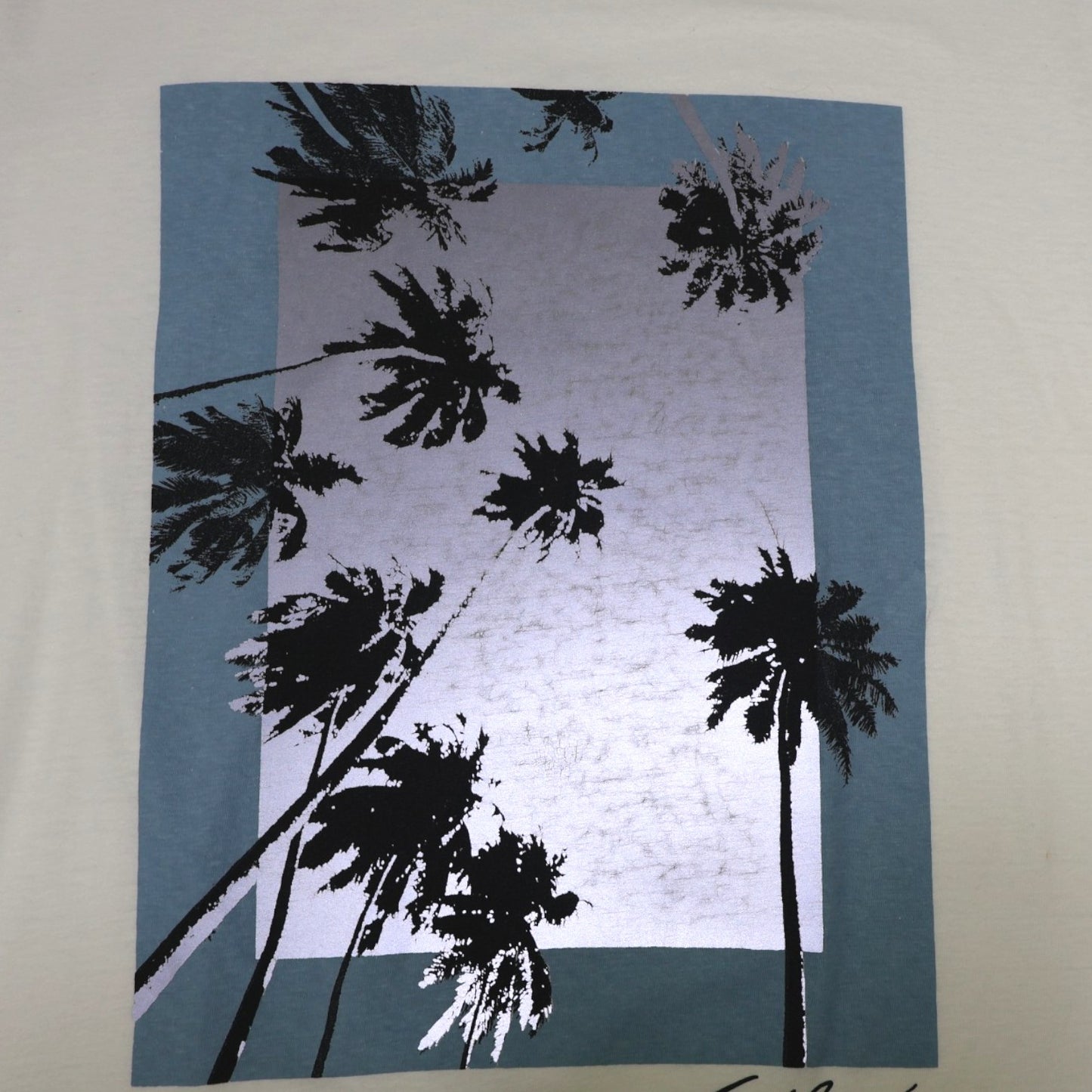 CAMISETA BLANCA CON ESTAMPADO DE PALMERAS | H&M | TALLA L