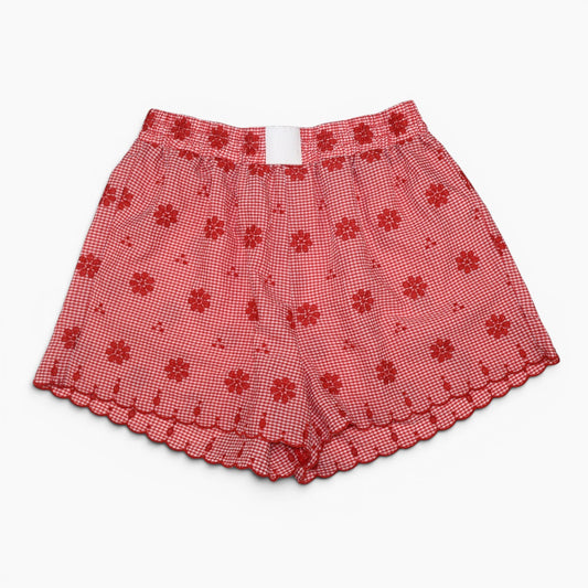 SHORT CUADROS CON BORDADO FLORAL | TALLA XL