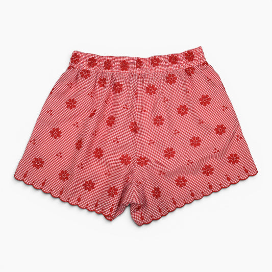 SHORT CUADROS CON BORDADO FLORAL | TALLA XL