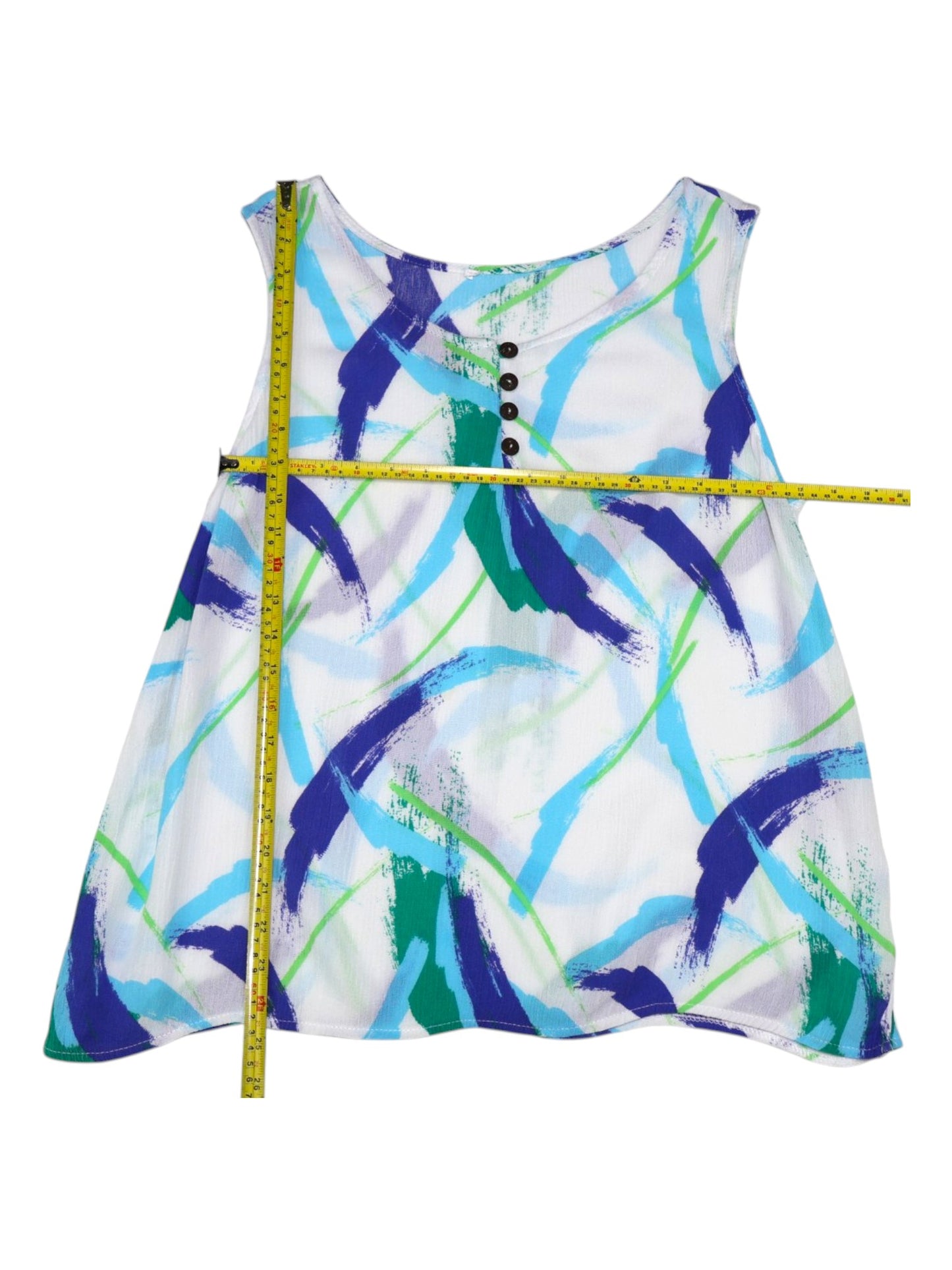 TOP SIN MANGAS BLANCO CON ESTAMPADO ABSTRACTO | TALLA XL
