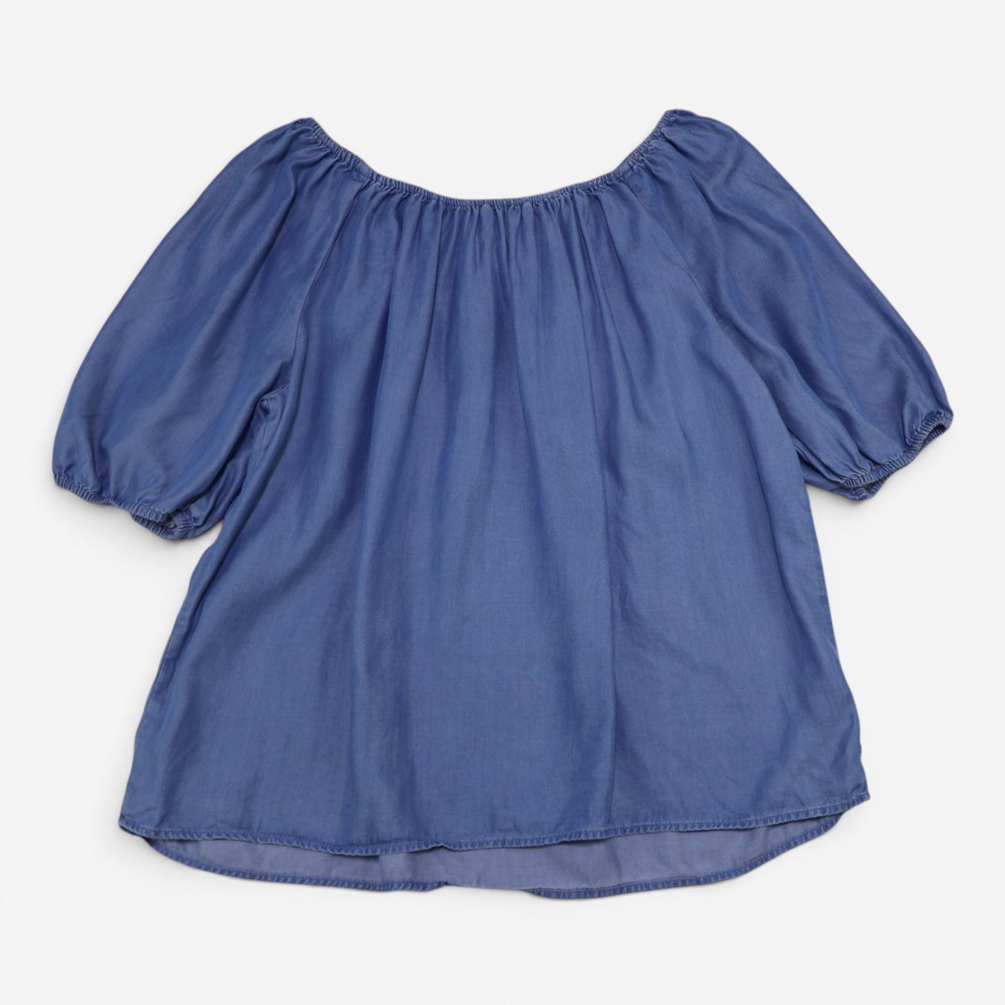 BLUSA DENIM CON MANGAS ABULLONADAS | LOFT | TALLA L