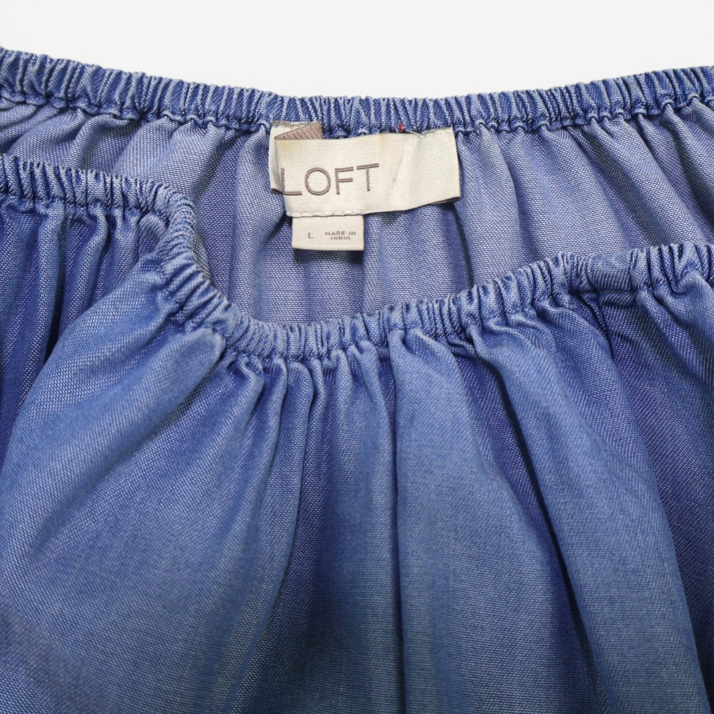 BLUSA DENIM CON MANGAS ABULLONADAS | LOFT | TALLA L