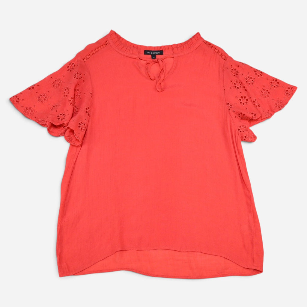 BLUSA CORAL CON MANGAS BORDADAS PARA MUJER | TINT & SHADOW | TALLA XL