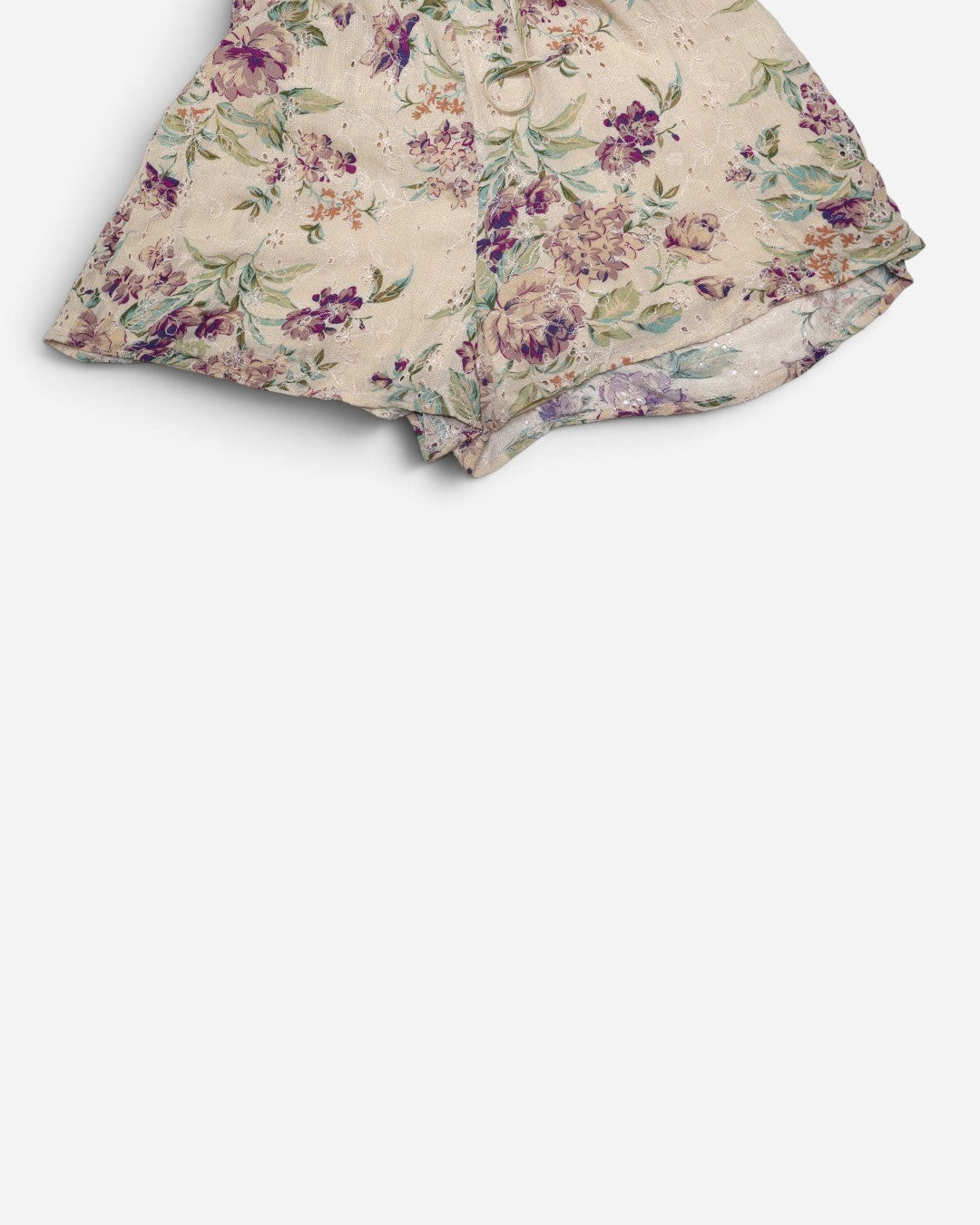 Romper floral crema con mangas abullonadas y escote en V para mujer, marca American Eagle, talla S, ropa de segunda mano en República Dominicana