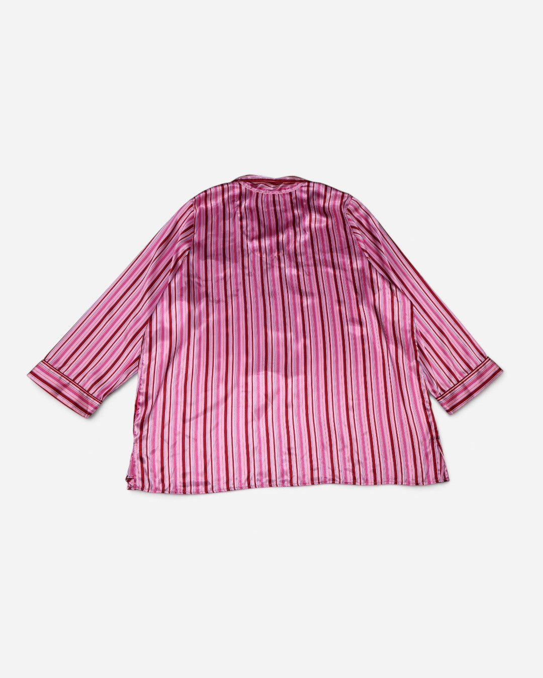Camisa de pijama satinada de rayas rosadas con bolsillo para mujer, marca Jaclyn Smith, talla 3X, ropa de segunda mano en República Dominicana