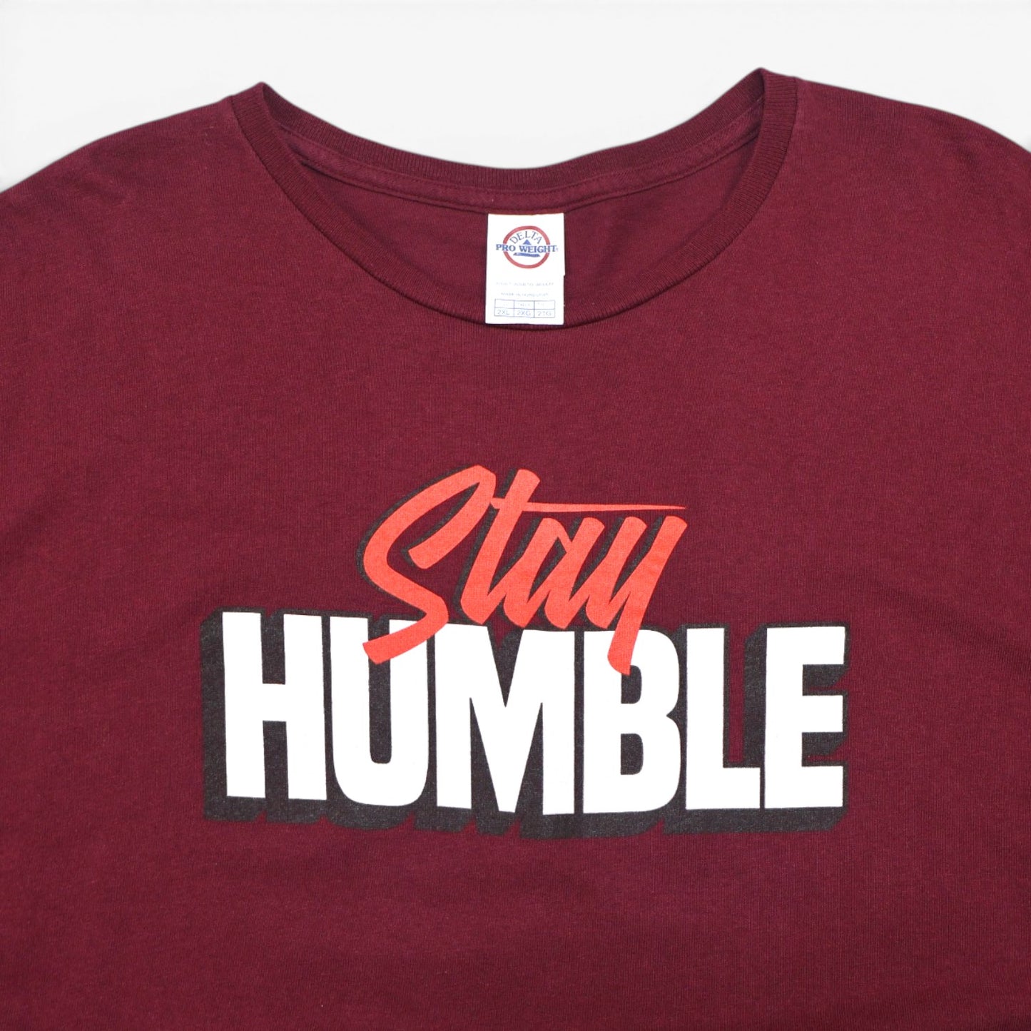 T-SHIRT DE HOMBRE CON ESTAMPADO STAY HUMBLE | DELTA PRO WEIGHT | TALLA 2XL
