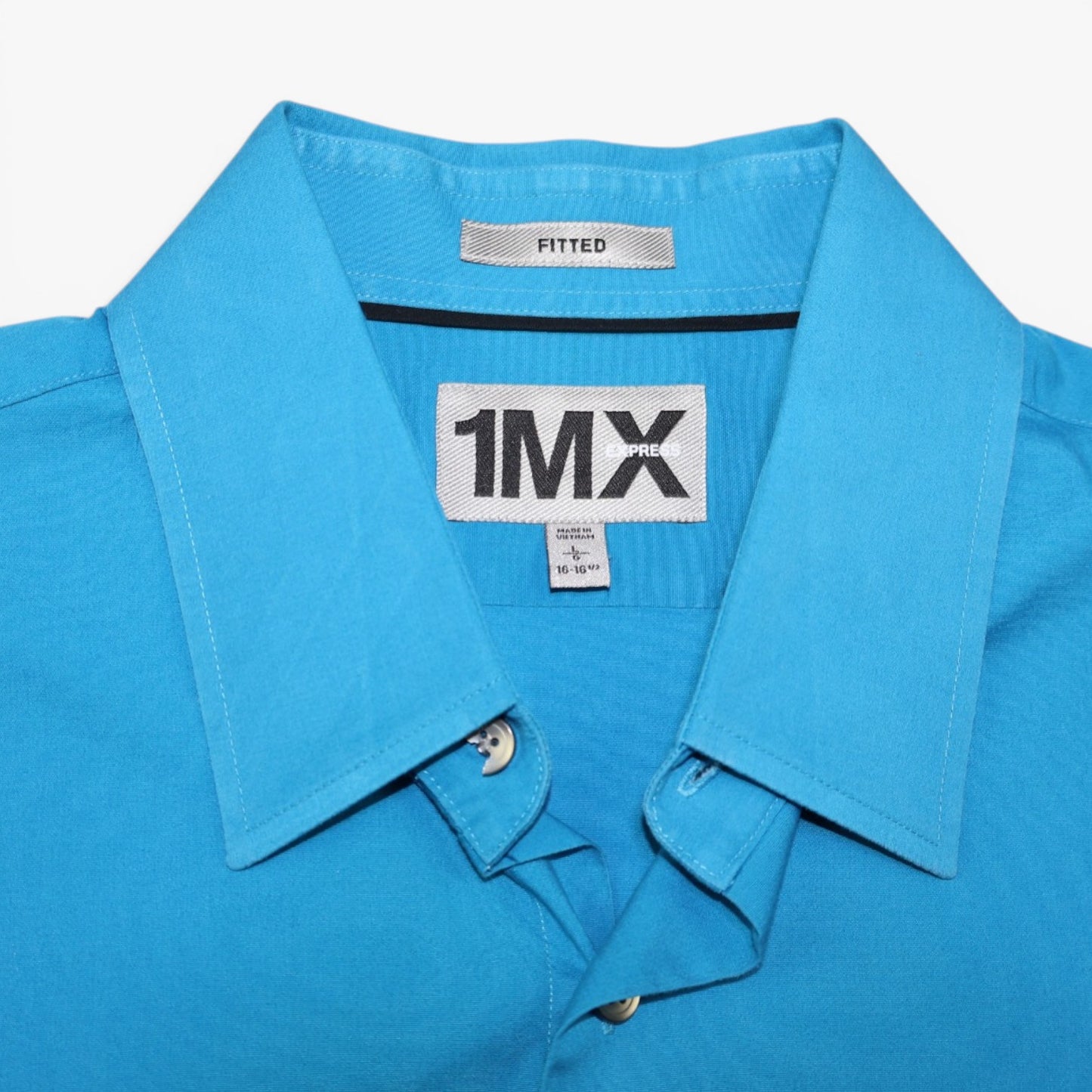 CAMISA AZUL MANGA LARGA FITTED | 1MX EXPRESS | TALLA 16-16½ (L)
