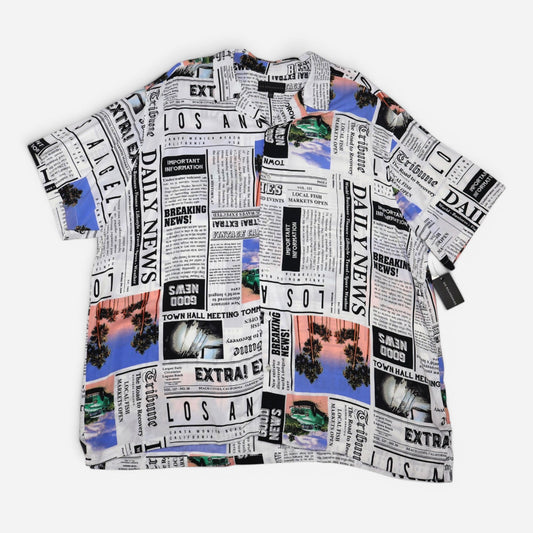 CAMISA DE HOMBRE CON ESTAMPADO TIPO PERIÓDICO | NO BOUNDARIES | TALLA 3XL