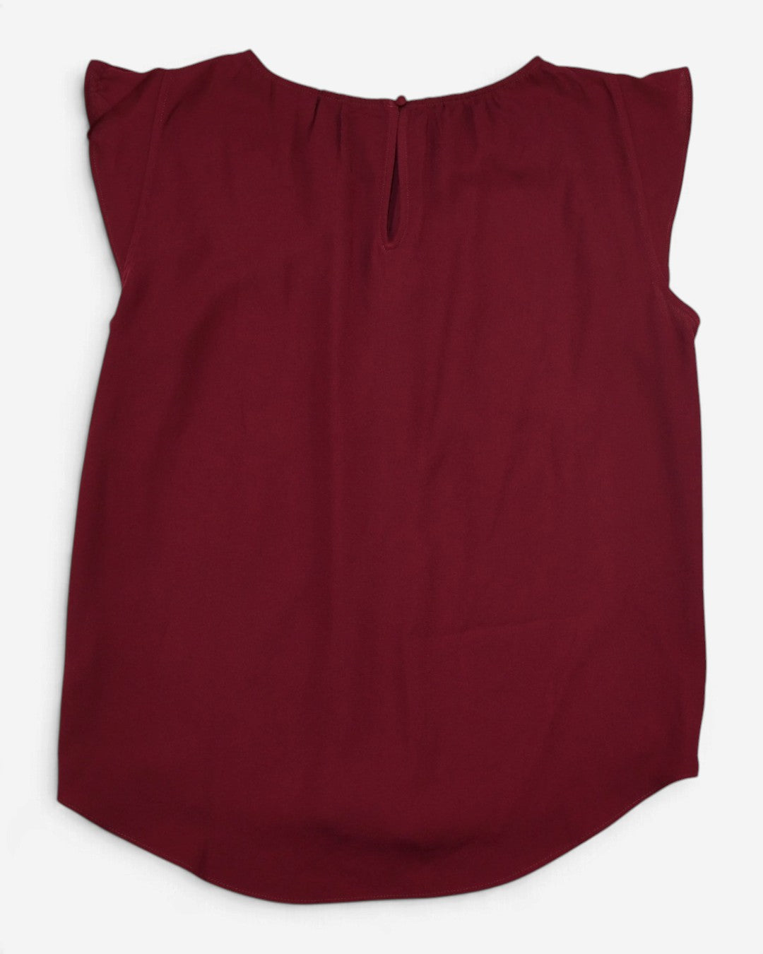Blusa color vino sin mangas con volantes en los hombros para mujer LC Lauren Conrad talla M, foto 4