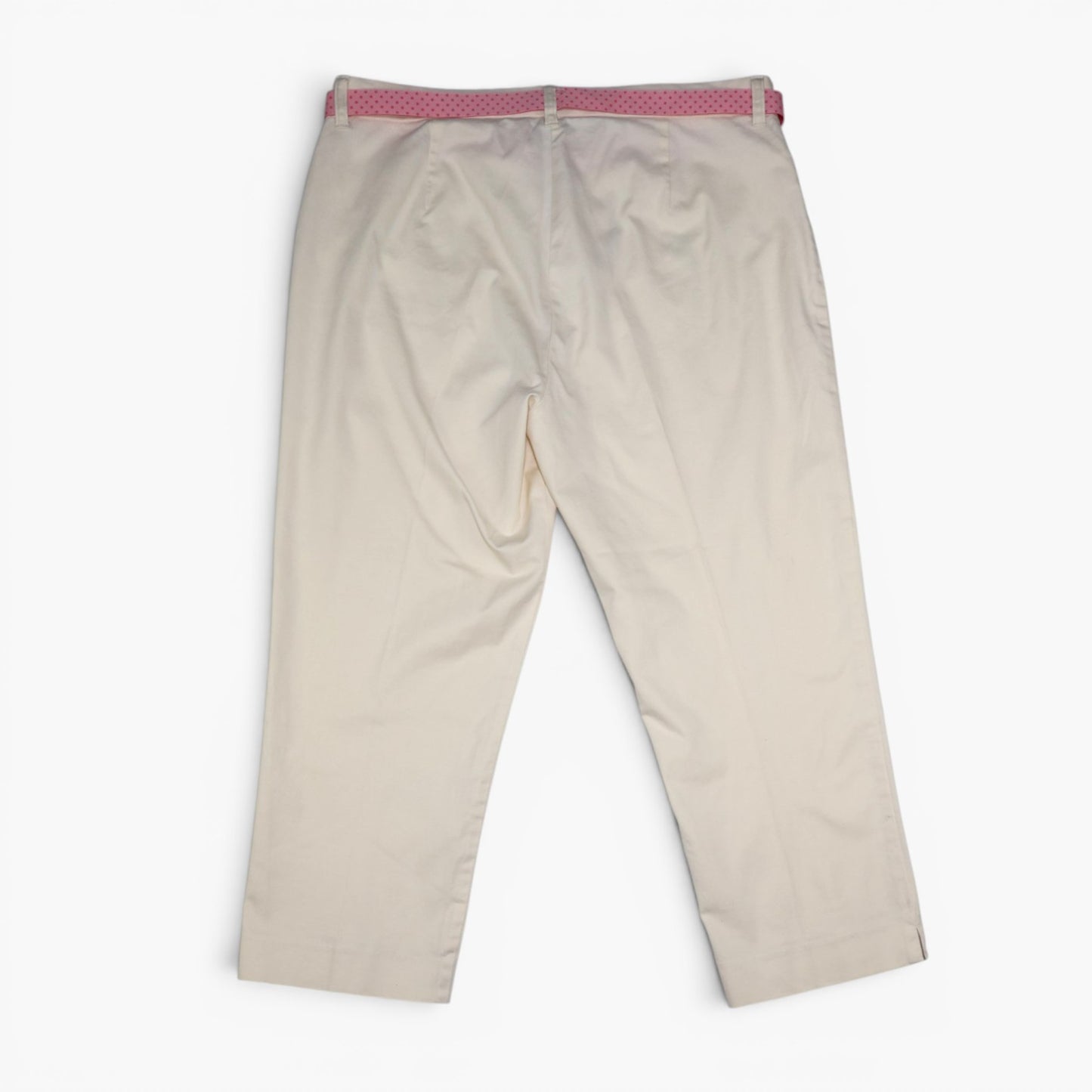 PANTALÓN CAPRI CREMA CON CINTURÓN ROSADO | JONES NEW YORK SIGNATURE | TALLA 16 (XL)