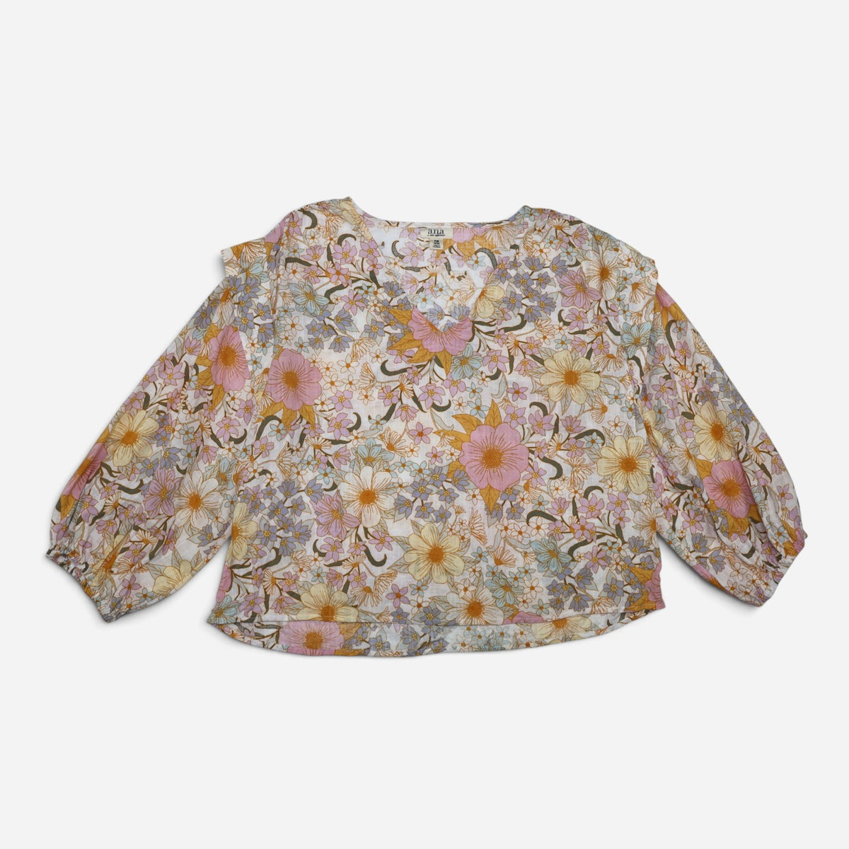 BLUSA CON ESTAMPADO FLORAL DE MANGA 3/4 PARA MUJER | A.N.A | TALLA M PETITE