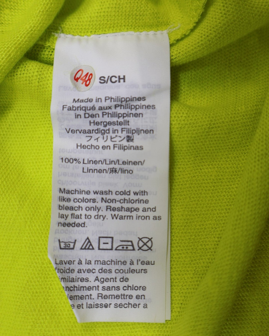 Camiseta de lino verde lima con escote en V y bolsillo para mujer, marca J.Crew, talla S, ropa de segunda mano en República Dominicana
