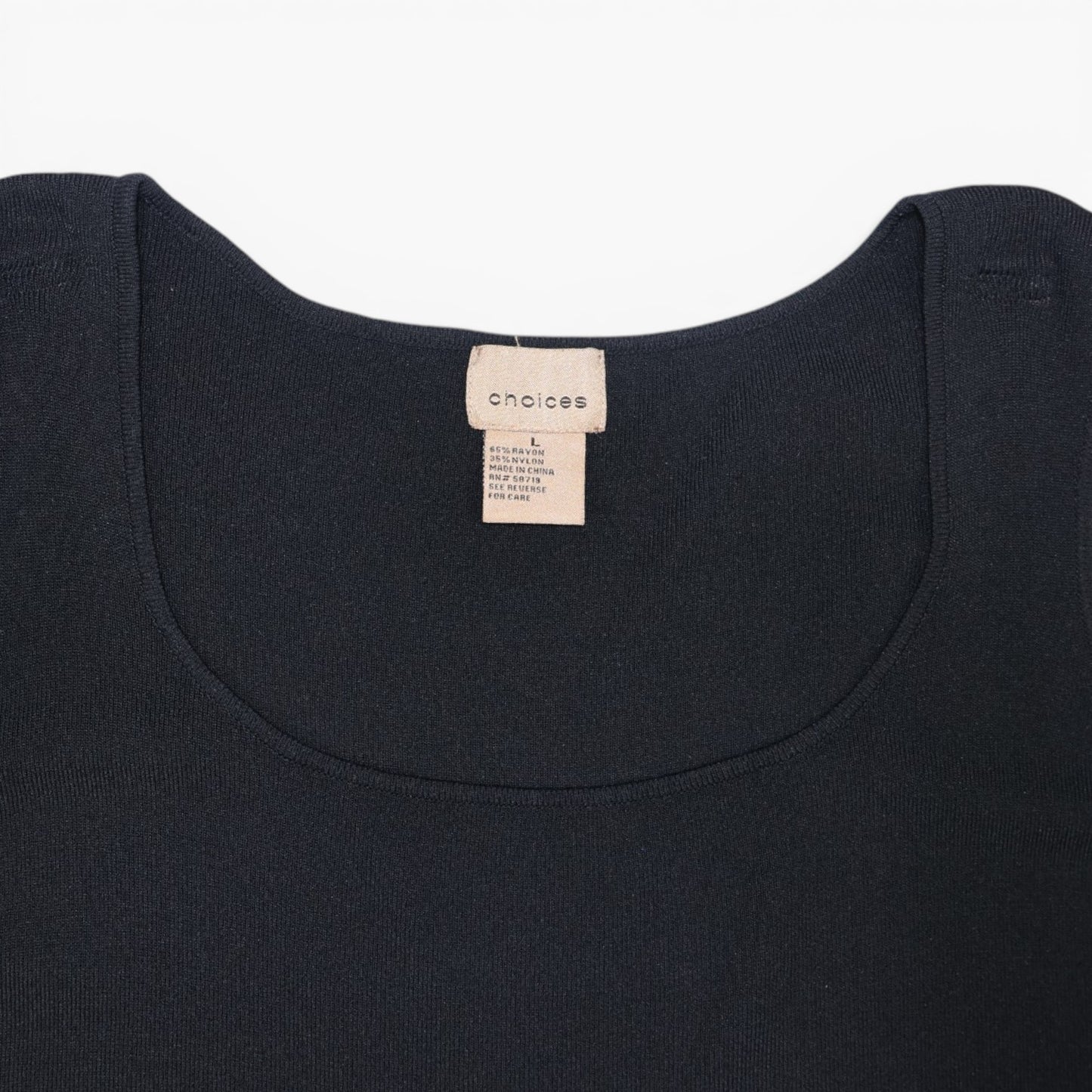 TOP NEGRO SIN MANGAS | CHOICES | TALLA L