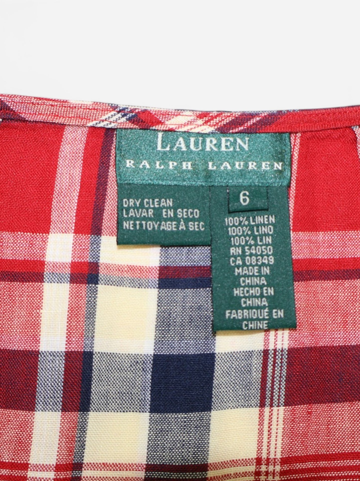 FALDA DE LINO CRUZADA DE CUADROS ROJOS | LAUREN RALPH LAUREN | TALLA 6