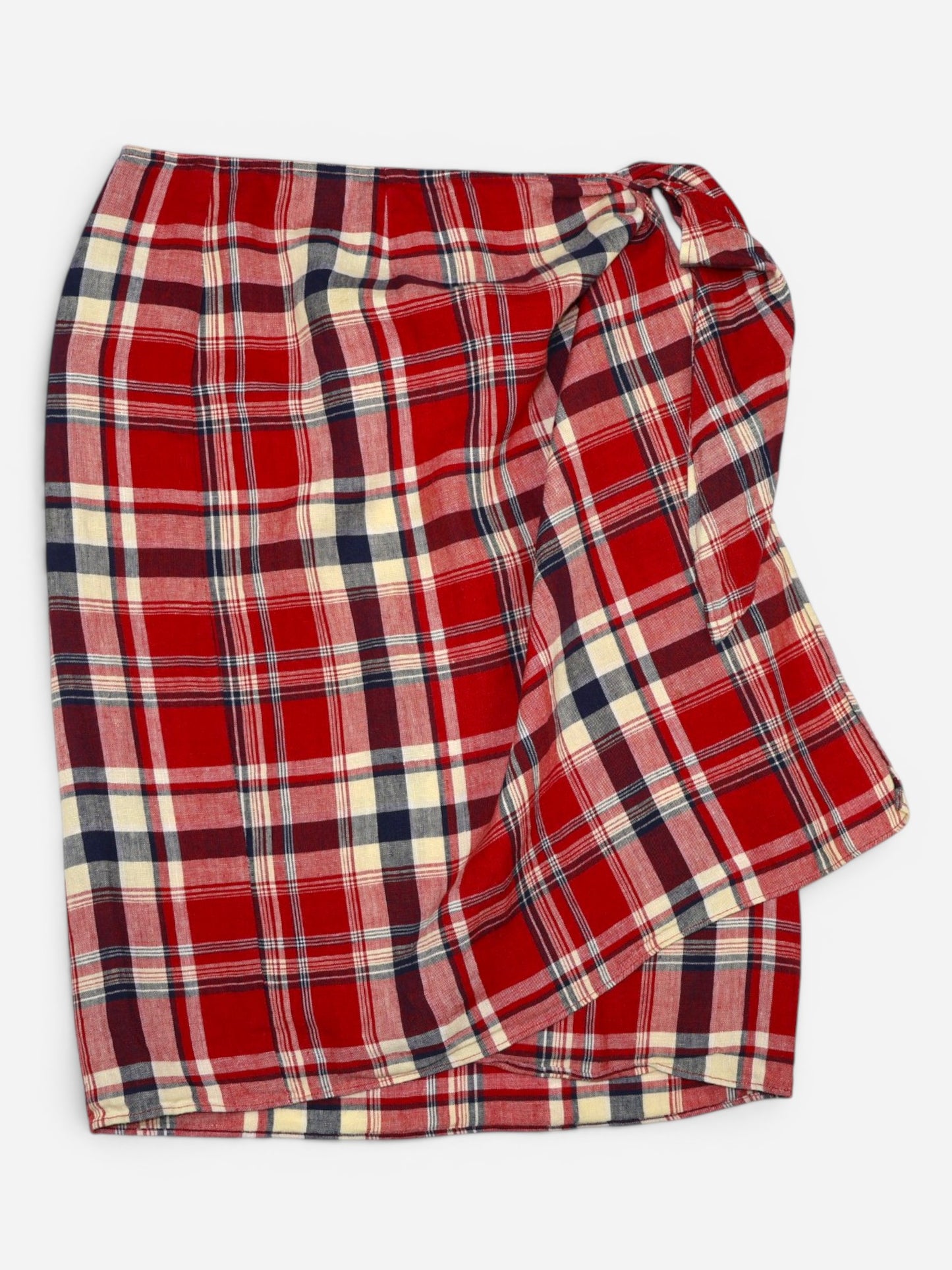 FALDA DE LINO CRUZADA DE CUADROS ROJOS | LAUREN RALPH LAUREN | TALLA 6