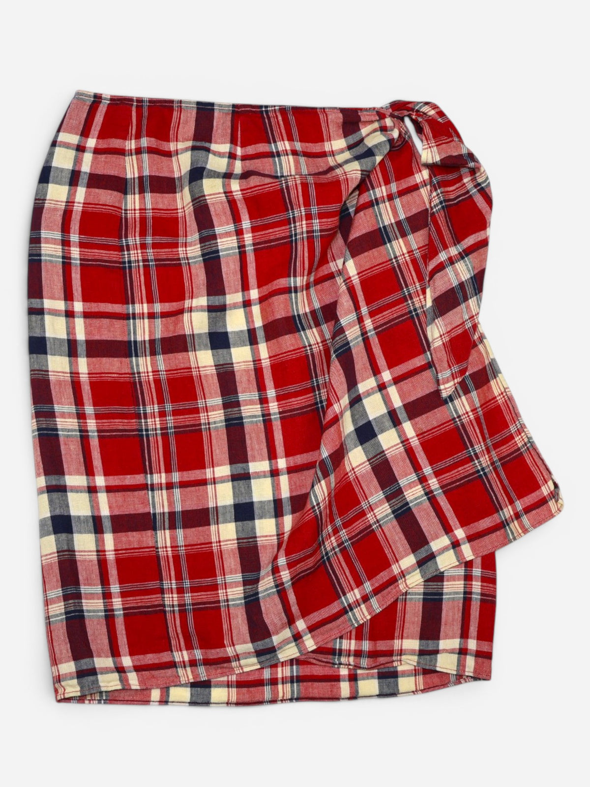 FALDA DE LINO CRUZADA DE CUADROS ROJOS | LAUREN RALPH LAUREN | TALLA 6