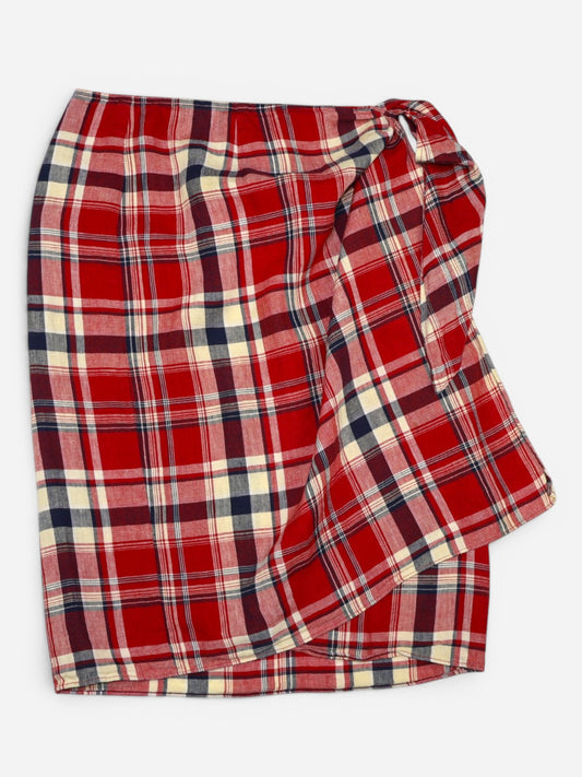 FALDA DE LINO CRUZADA DE CUADROS ROJOS | LAUREN RALPH LAUREN | TALLA 6