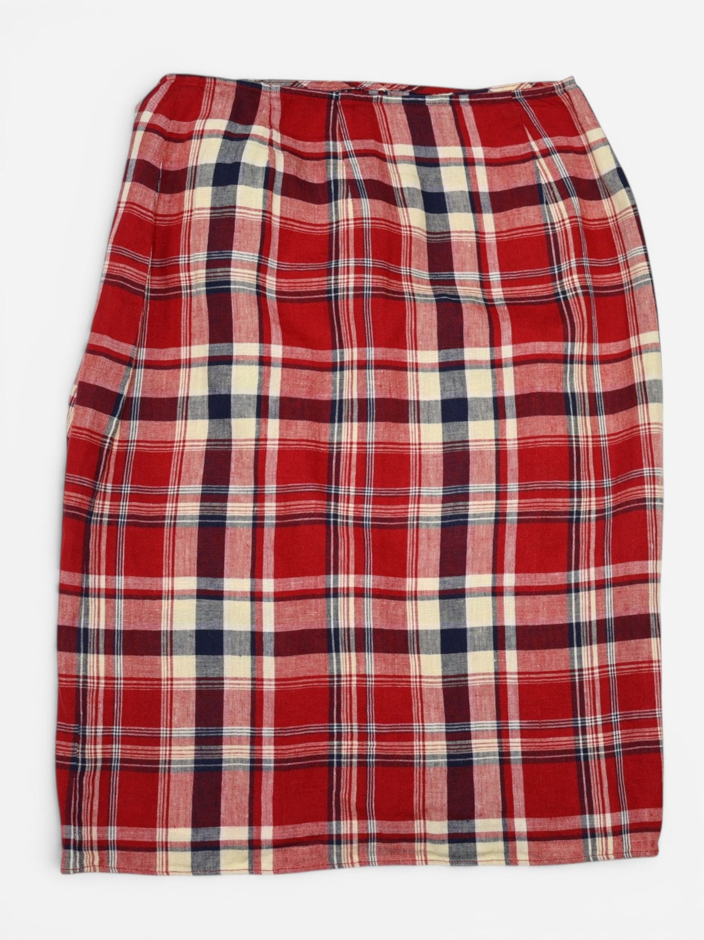 FALDA DE LINO CRUZADA DE CUADROS ROJOS | LAUREN RALPH LAUREN | TALLA 6