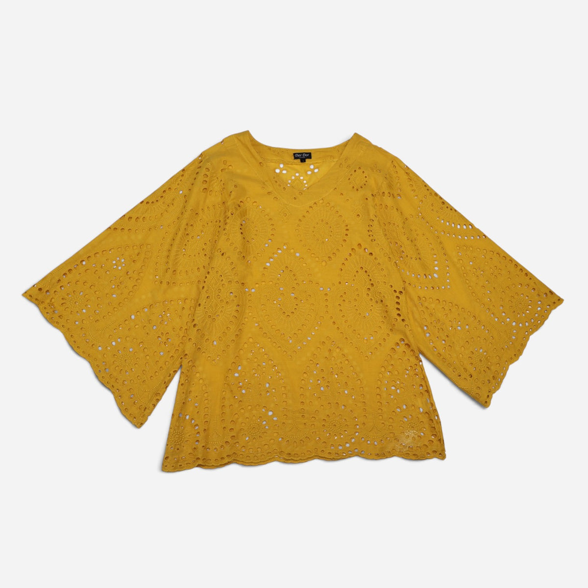 BLUSA AMARILLA CON BORDADO | DOR DOR COUTURE | TALLA S (OVERSIZE)