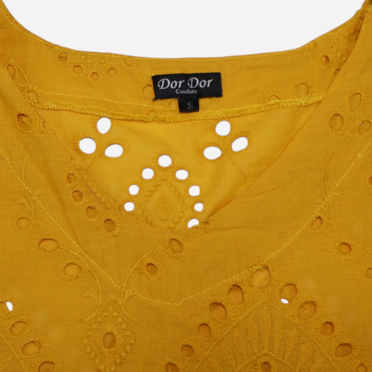 BLUSA AMARILLA CON BORDADO | DOR DOR COUTURE | TALLA S (OVERSIZE)