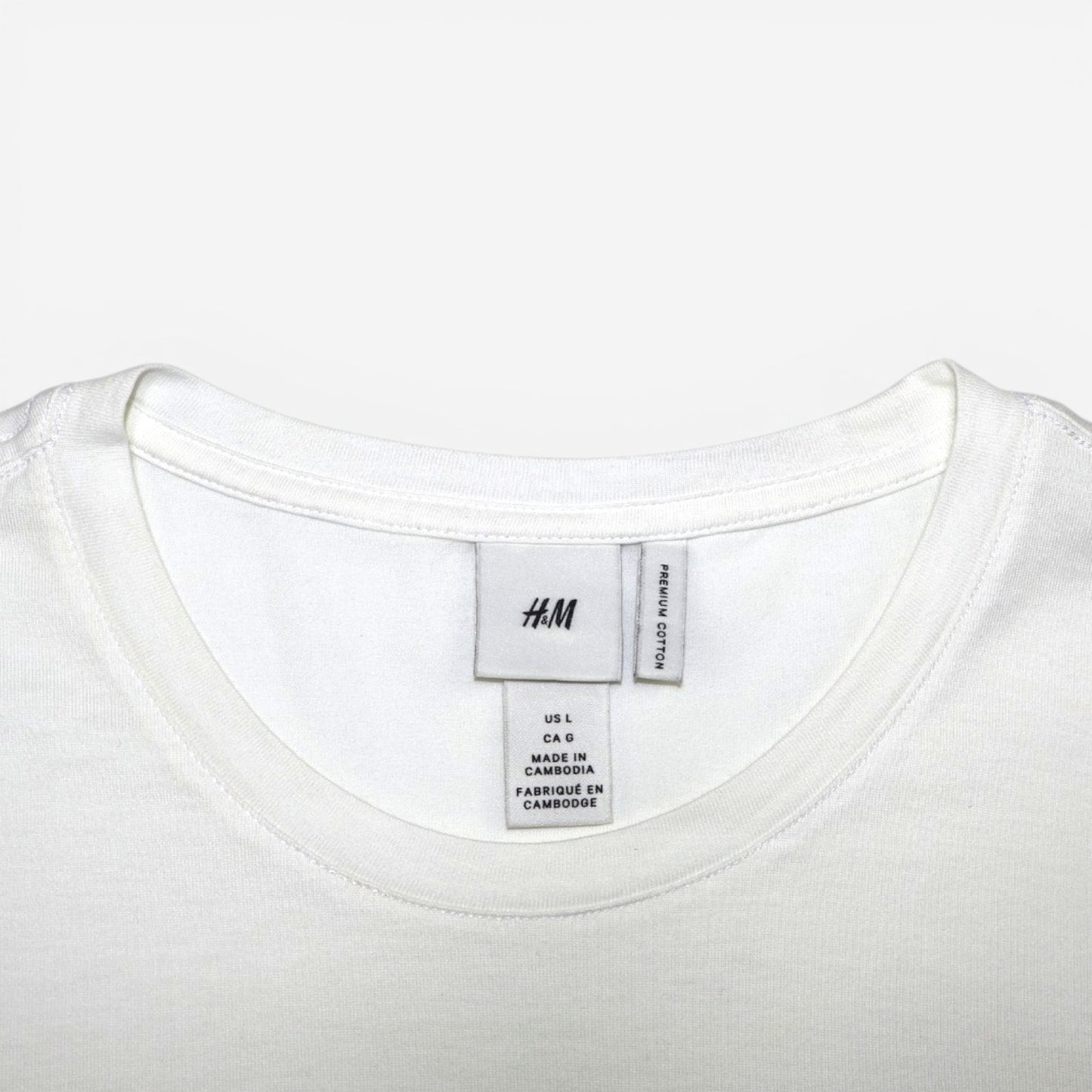 CAMISETA BÁSICA BLANCA DE HOMBRE | H&M | TALLA L