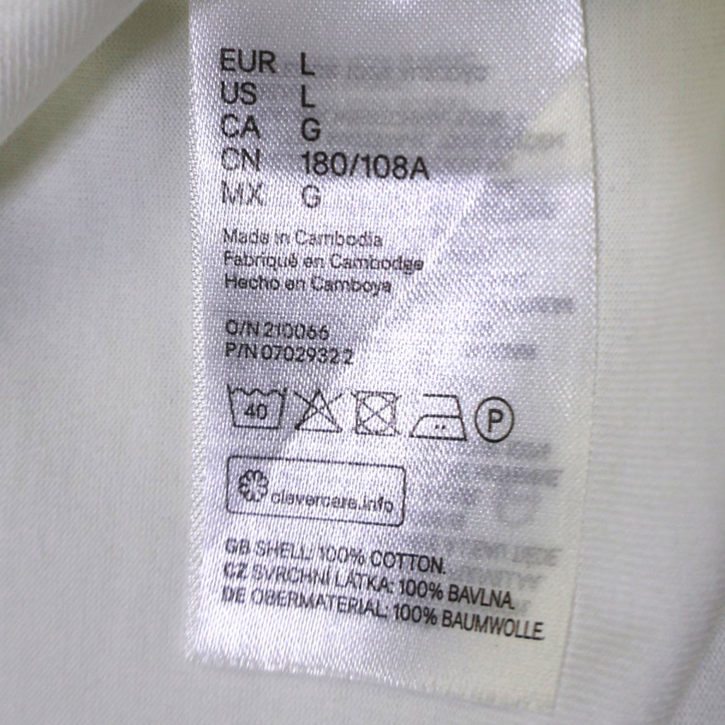 CAMISETA BÁSICA BLANCA DE HOMBRE | H&M | TALLA L