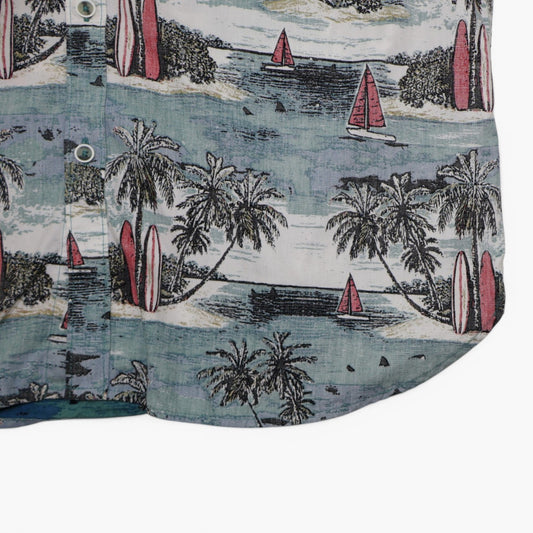 CAMISA MANGA CORTA CON ESTAMPADO TROPICAL | DENIM & FLOWER | TALLA L
